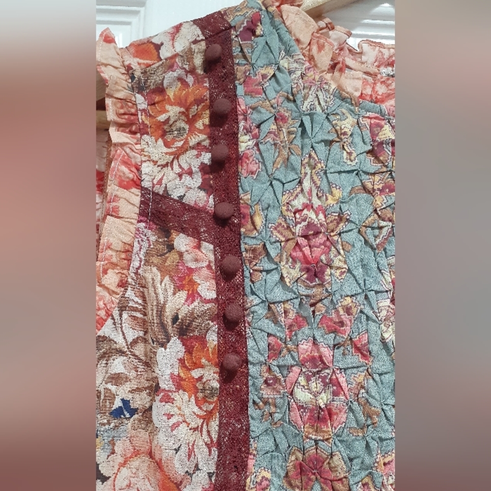 NEW W/O TAG Sundance Catalogue Sundance Outback Bloom Midi Patchwork Print Dress - Picture 5 of 12